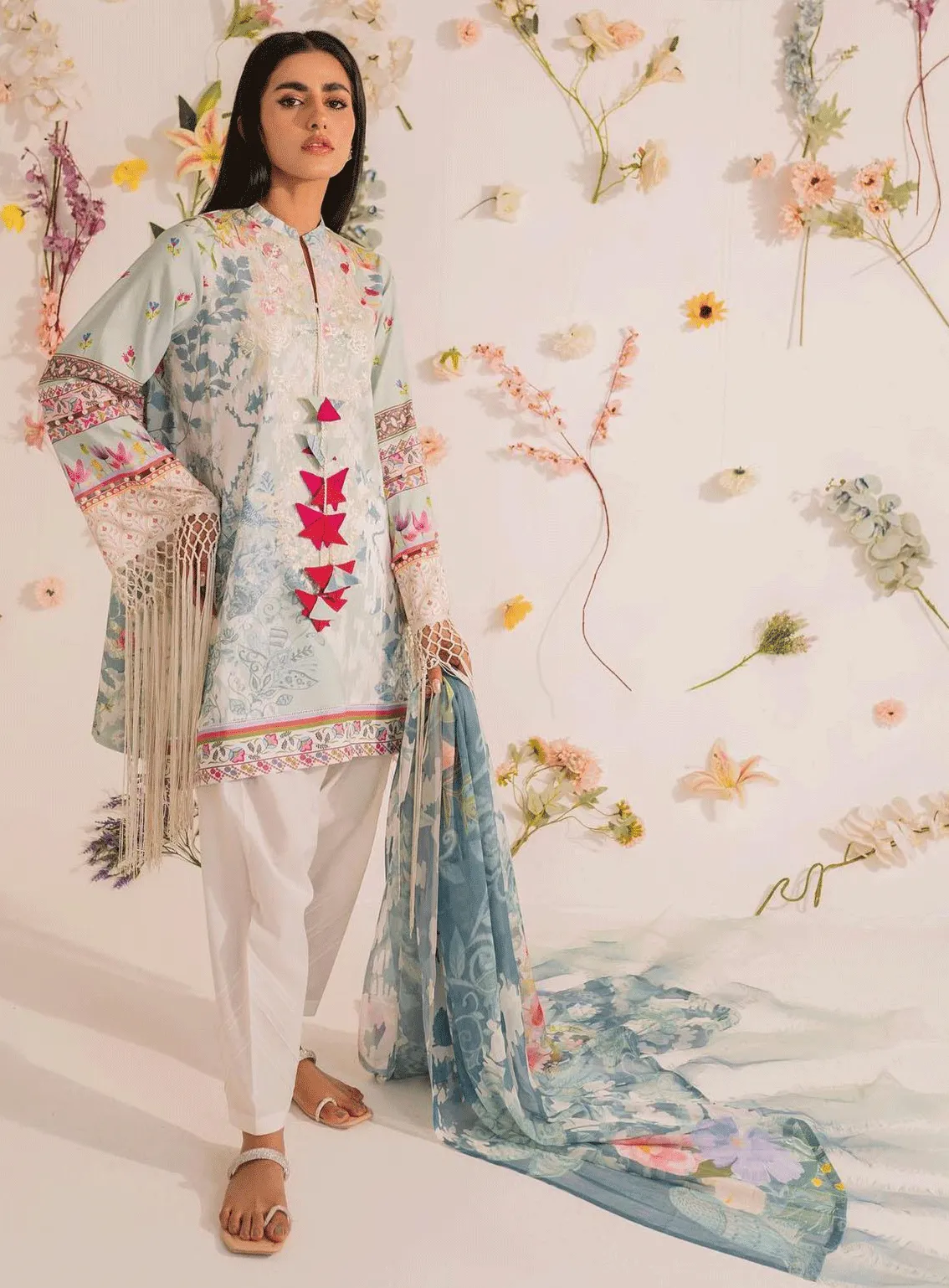 Meraki by Asifa & Nabeel Embroidered Lawn Unstitched 3 Piece Suit - AN23SL MKL-10