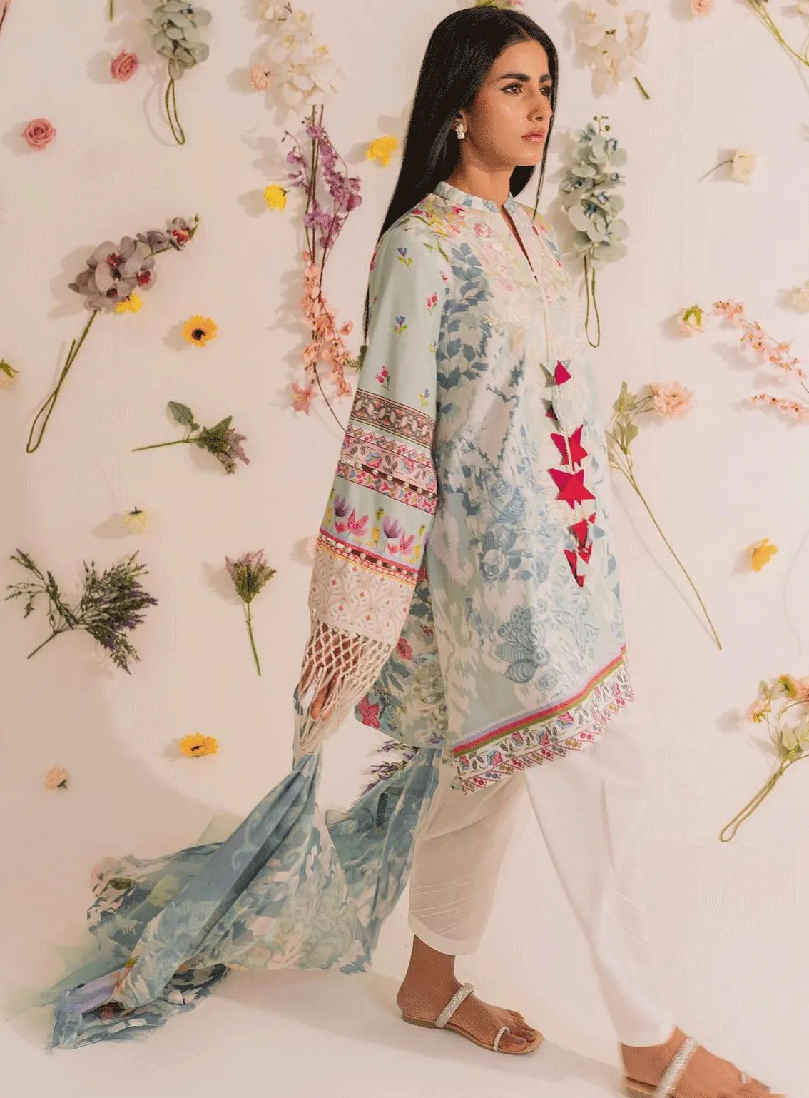 Meraki by Asifa & Nabeel Embroidered Lawn Unstitched 3 Piece Suit - AN23SL MKL-10