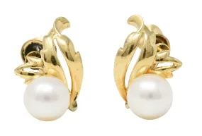 Mikimoto Retro Cultured Pearl 14 Karat Gold Screwback Earrings