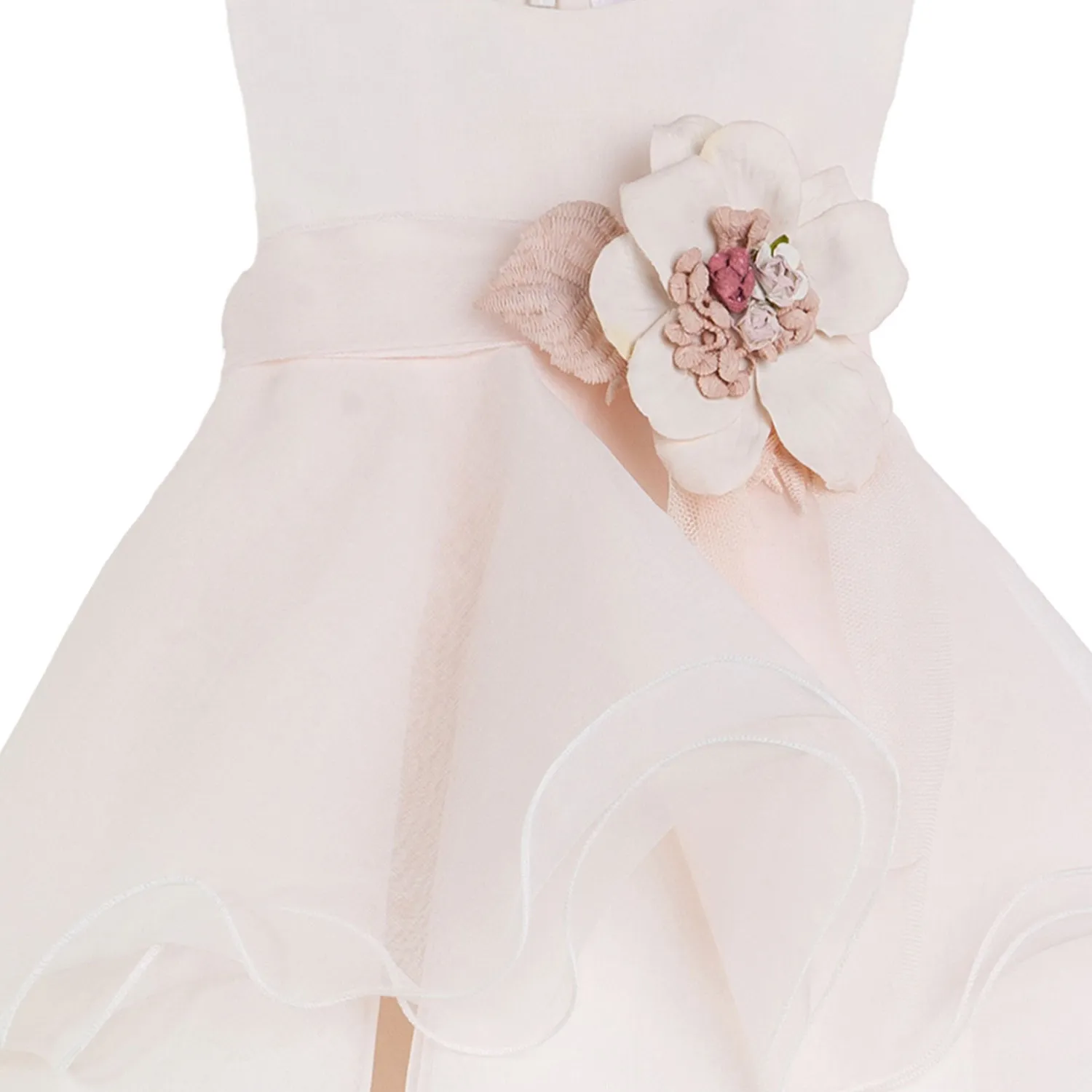 Mimilú Light Pink Tulle Mini Dress With Powder Flower