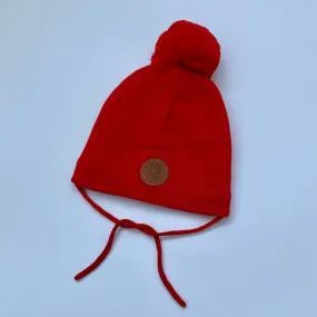 Mini Rodini Red Pom Pom Hat: 12 Months