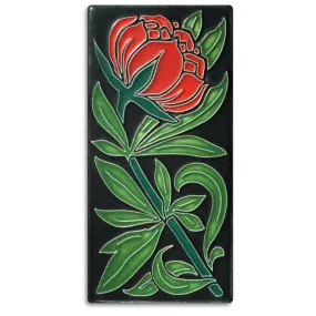 Motawi Tileworks - 4x 8 Tile - 'Peony' (Red) #4896