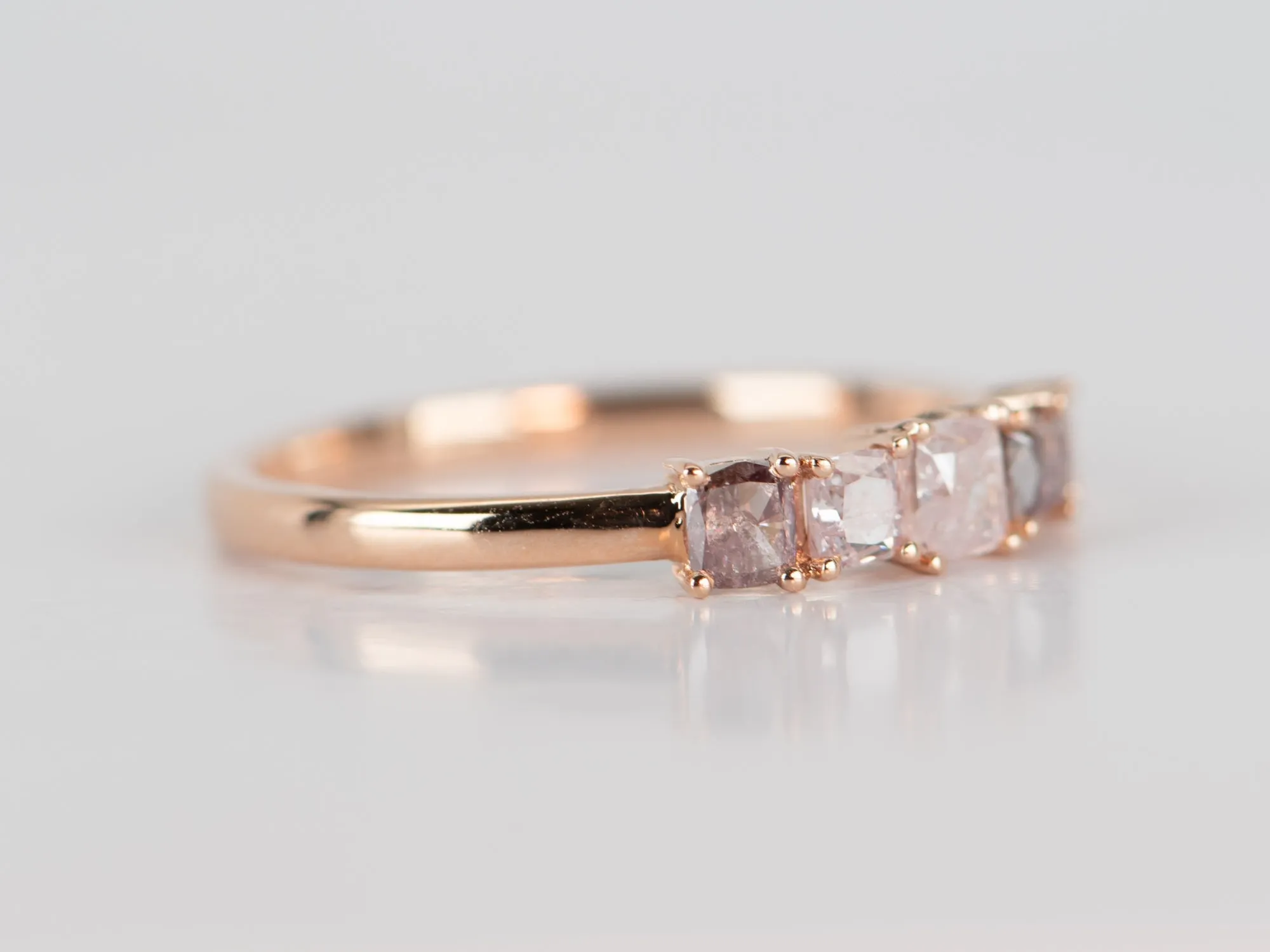 Natural Pink Diamond Wedding Band 14K Rose Gold R5076