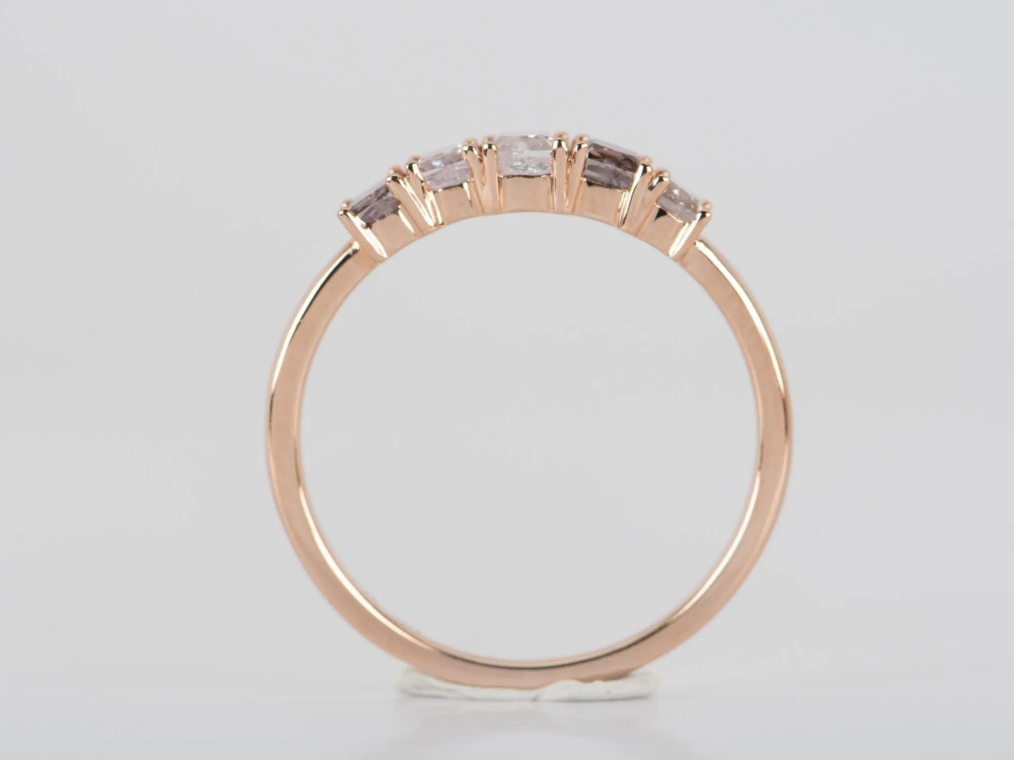 Natural Pink Diamond Wedding Band 14K Rose Gold R5076