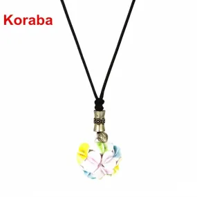 New Colorful Ceramic Flower Copper Material Long Necklace