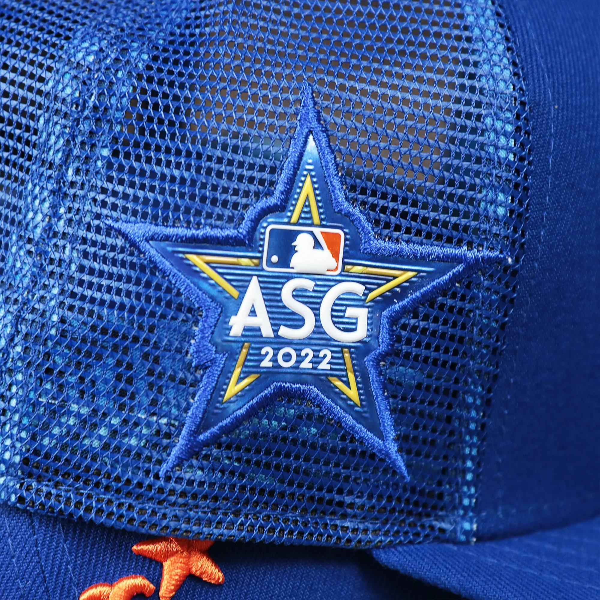 New York Mets Metallic All Star Game MLB 2022 Side Patch 9Fifty Mesh Snapback | ASG 2022 Royal Blue Trucker Hat