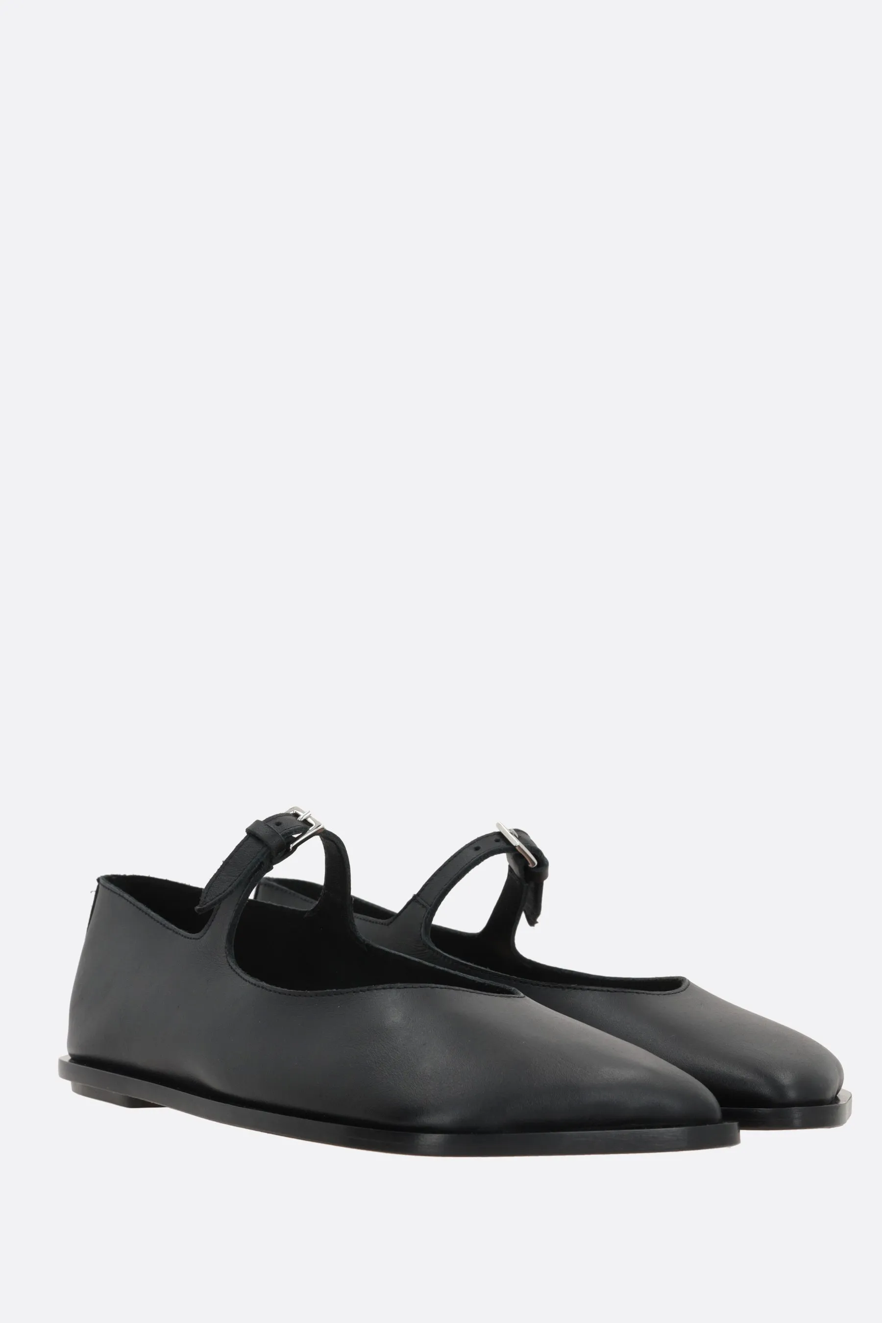 Obiqua smooth leather mary-jane ballerinas