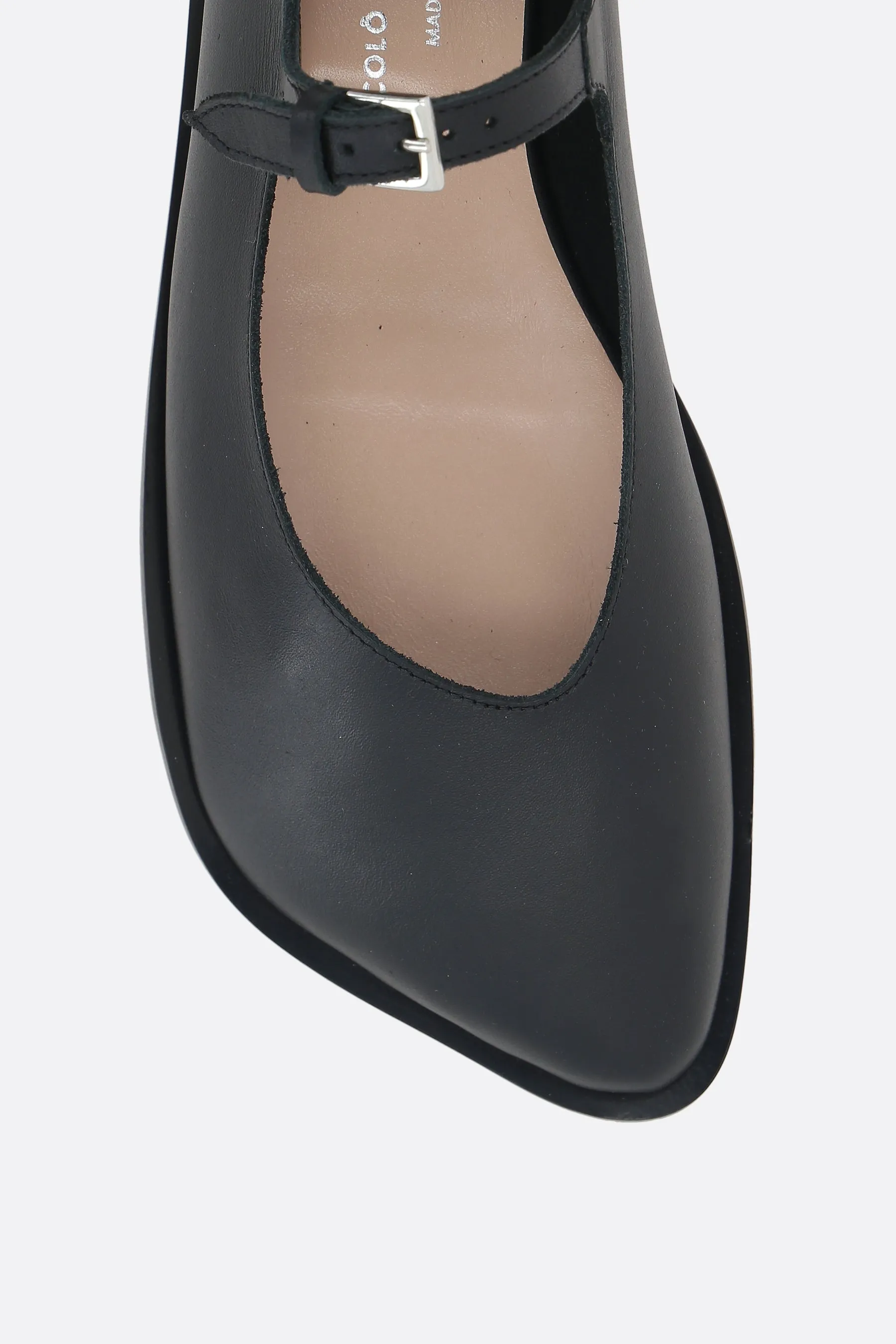 Obiqua smooth leather mary-jane ballerinas