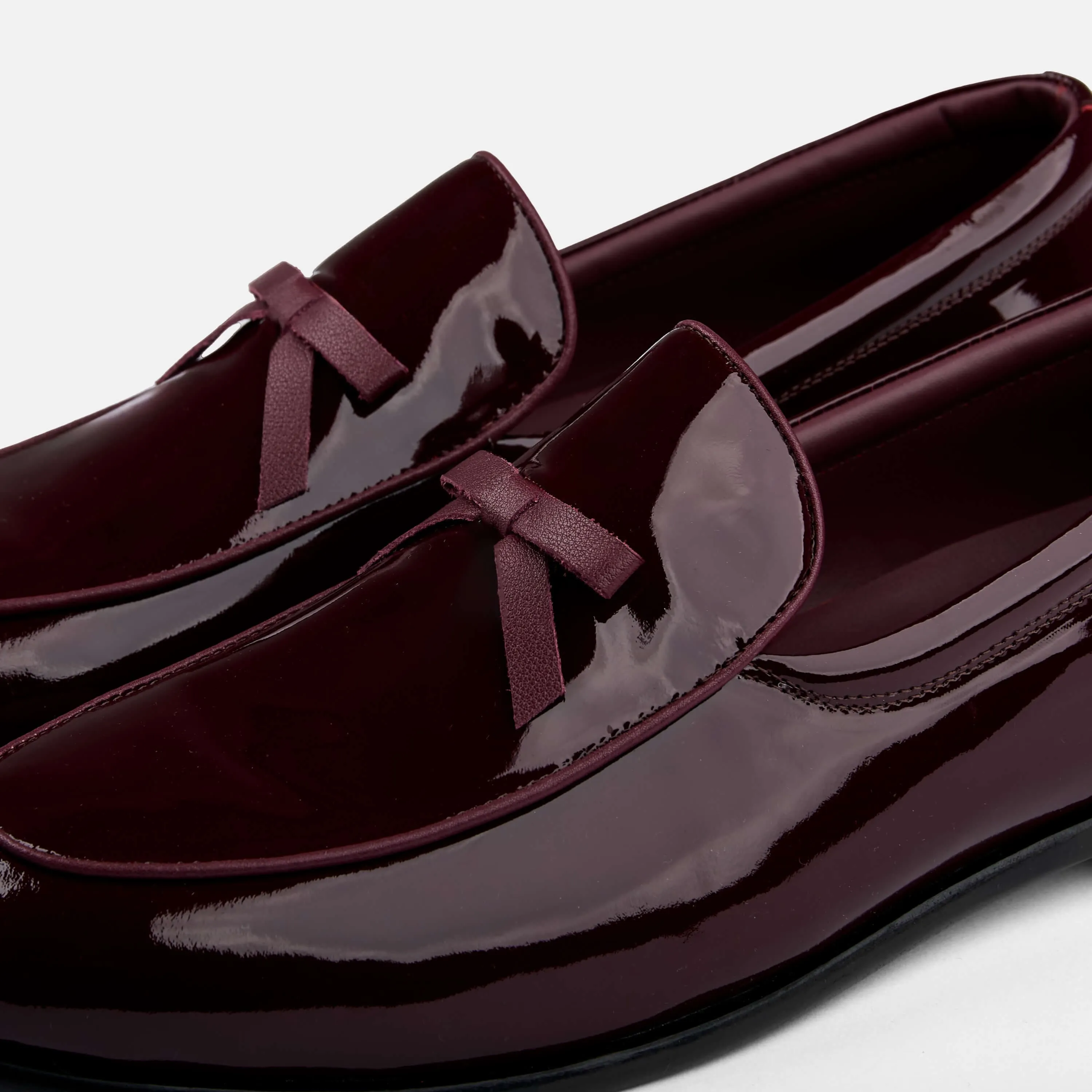 Odell Burgundy Patent Leather Belgian Loafers