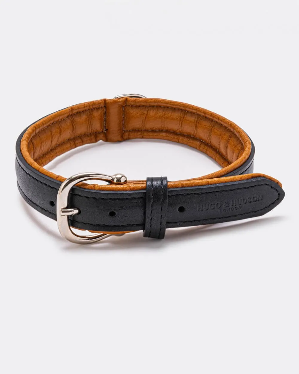 Padded Leather Dog Collar - Black and Brown