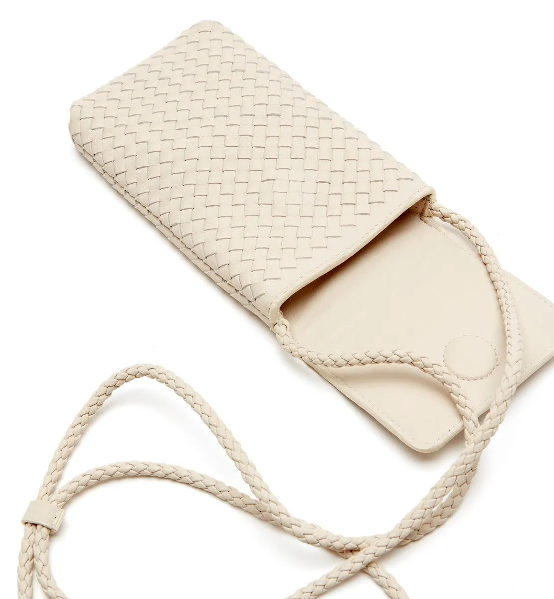 PHONIA WOVEN LEATHER PHONE BAG