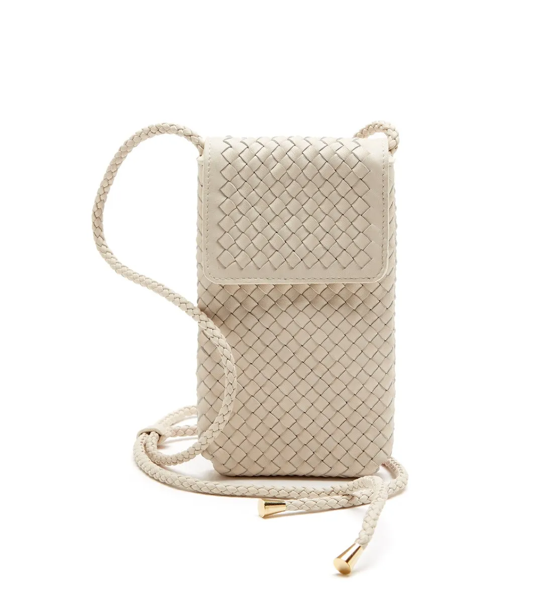 PHONIA WOVEN LEATHER PHONE BAG