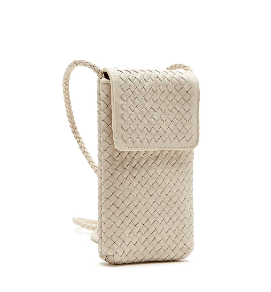 PHONIA WOVEN LEATHER PHONE BAG