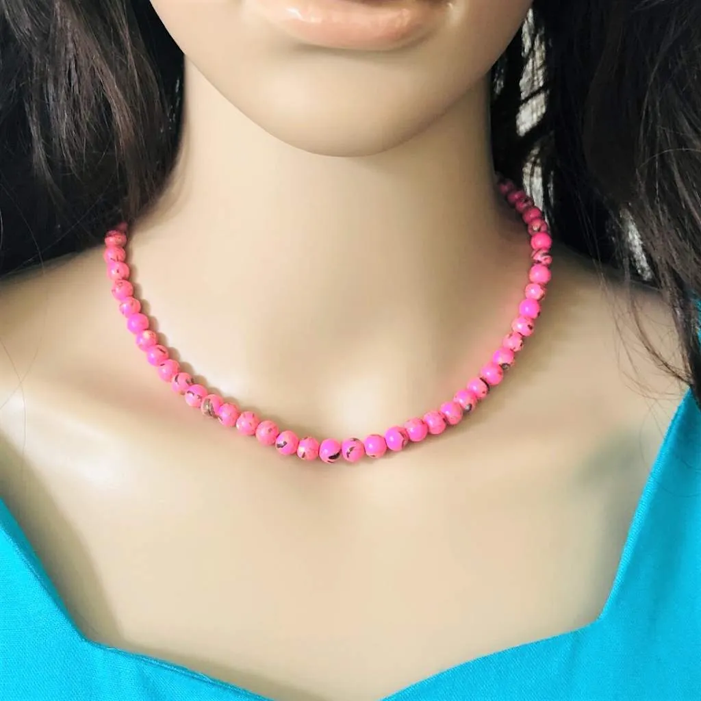 Pink Mosaic Beaded Necklace