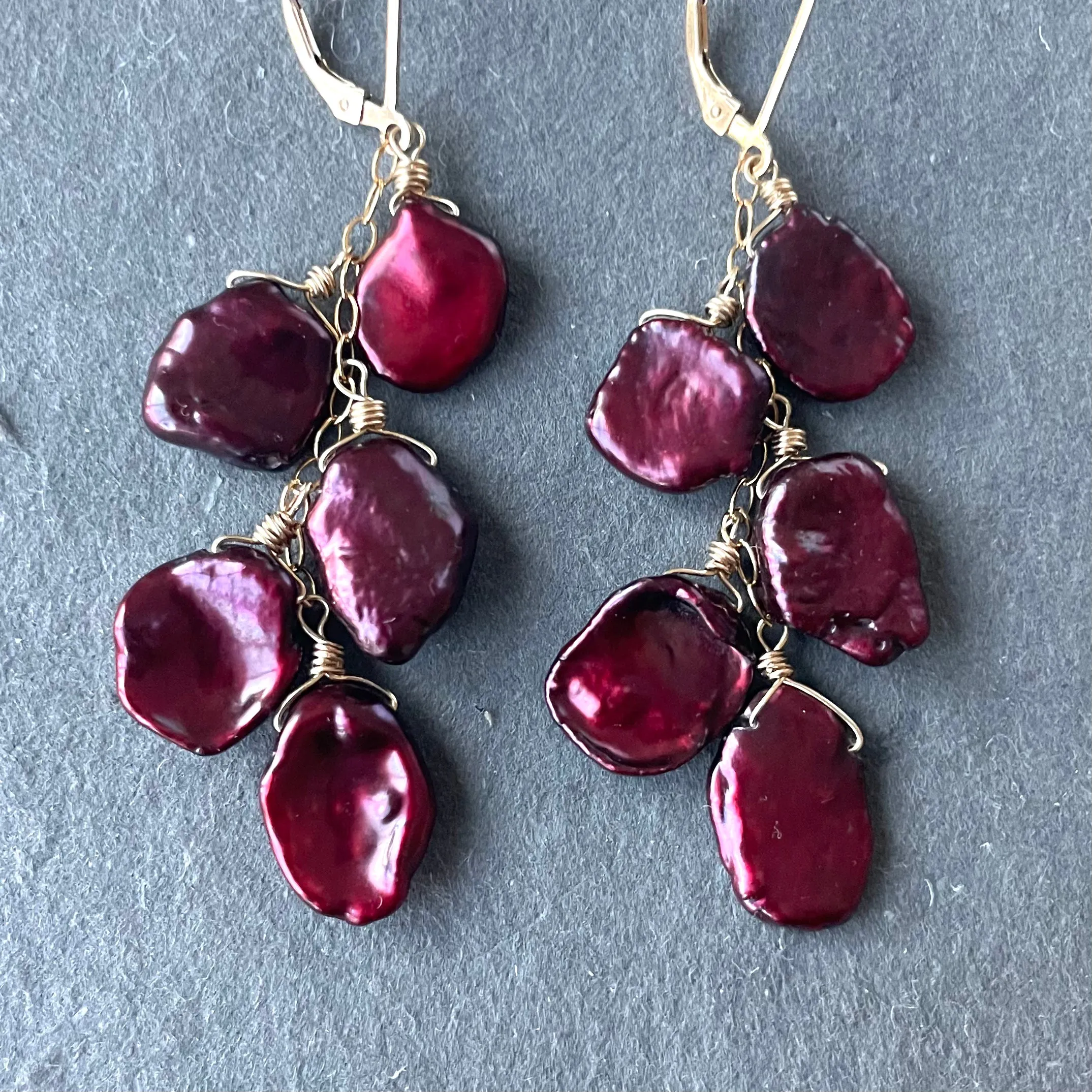 Pomegranate Splash Pearl Earrings