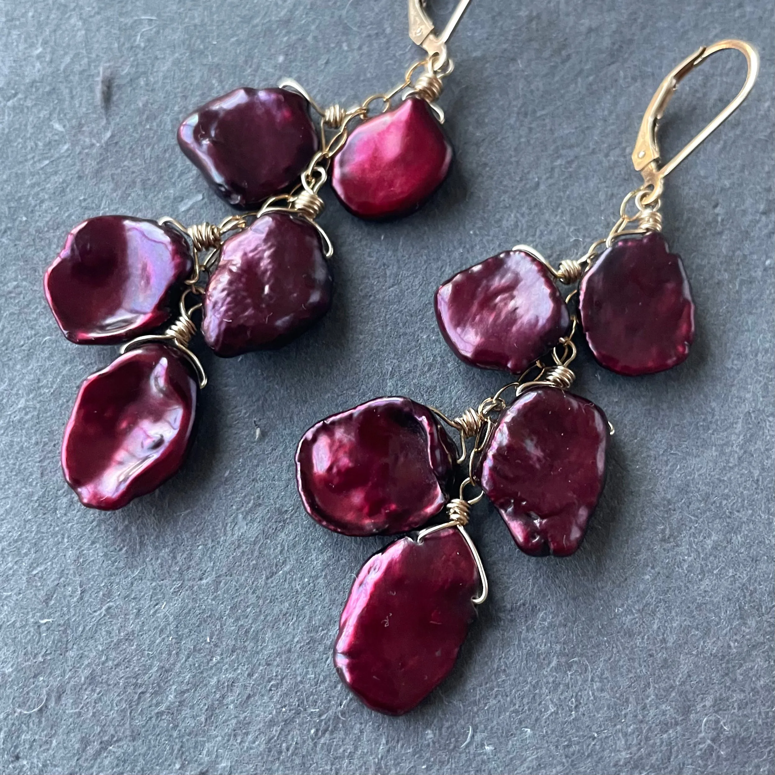 Pomegranate Splash Pearl Earrings