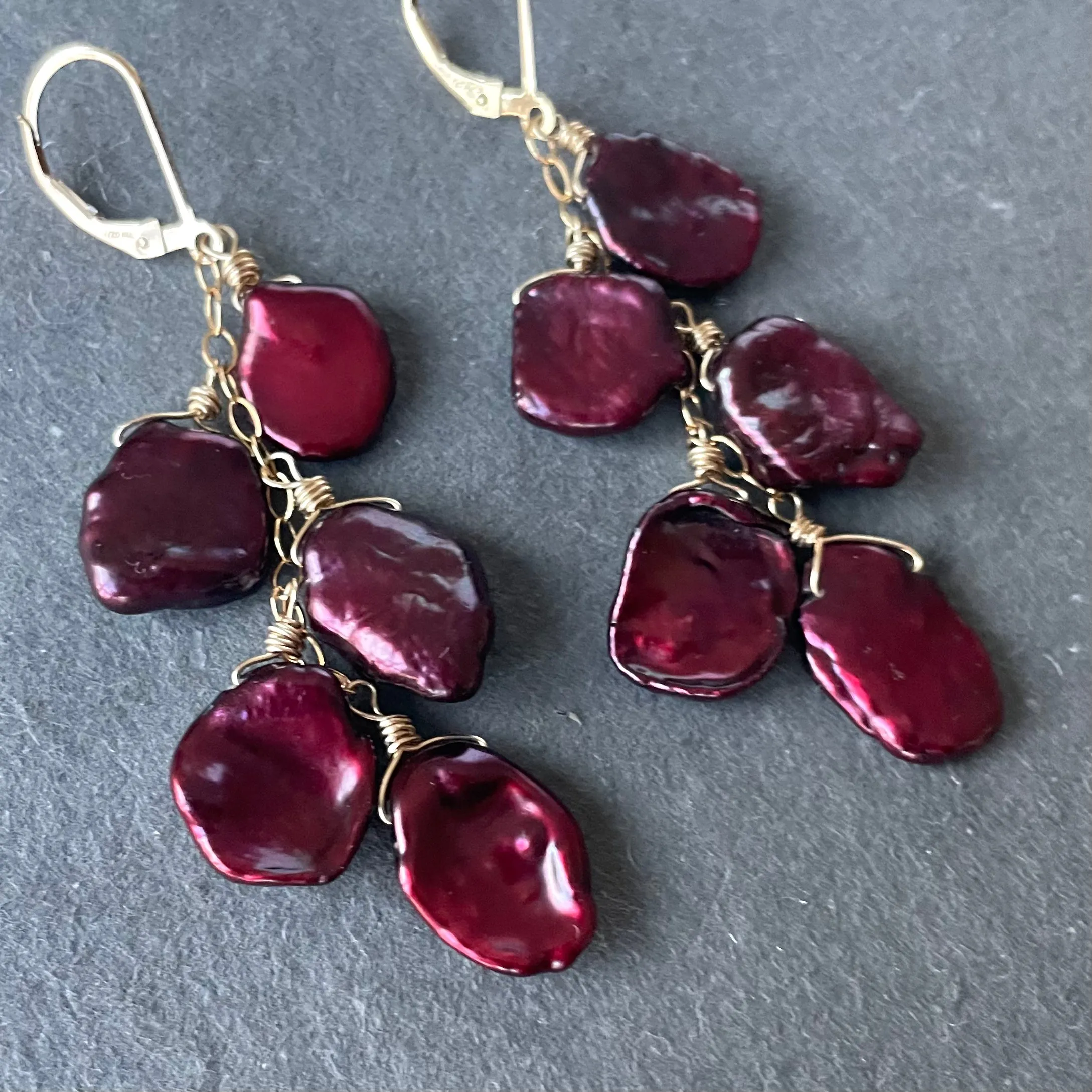 Pomegranate Splash Pearl Earrings