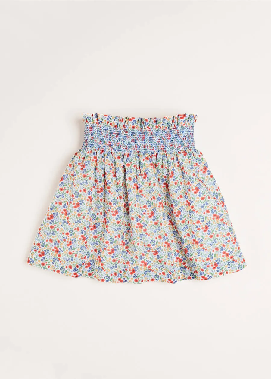 Poppy Floral Print Skirt With Smocked Waistband (3-10yrs)