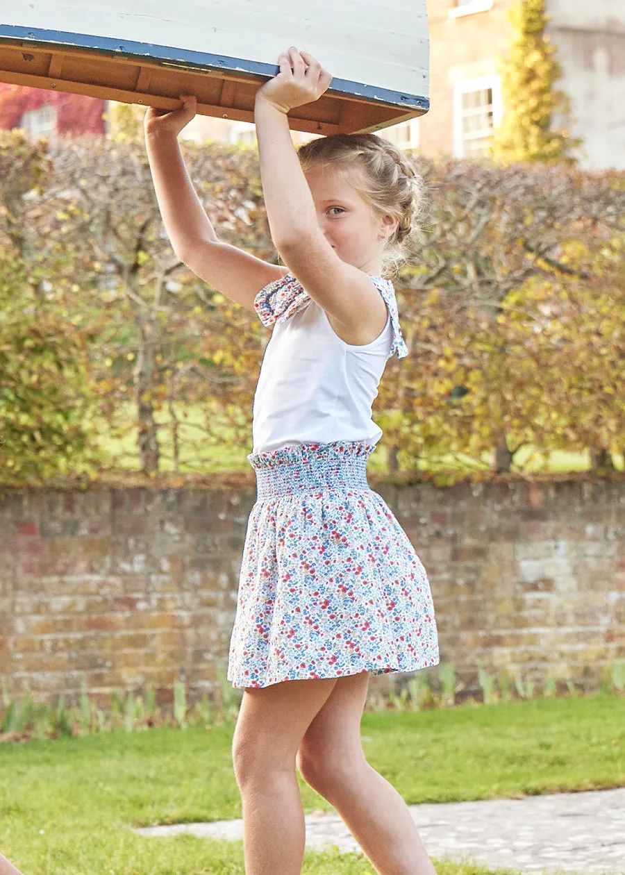 Poppy Floral Print Skirt With Smocked Waistband (3-10yrs)