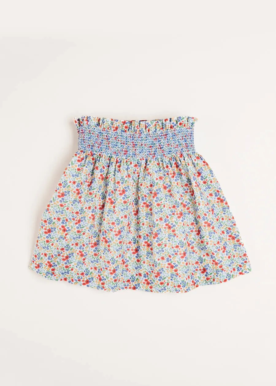 Poppy Floral Print Skirt With Smocked Waistband (3-10yrs)