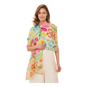 Powder Watercolour Wildflowers Linen Print Scarf