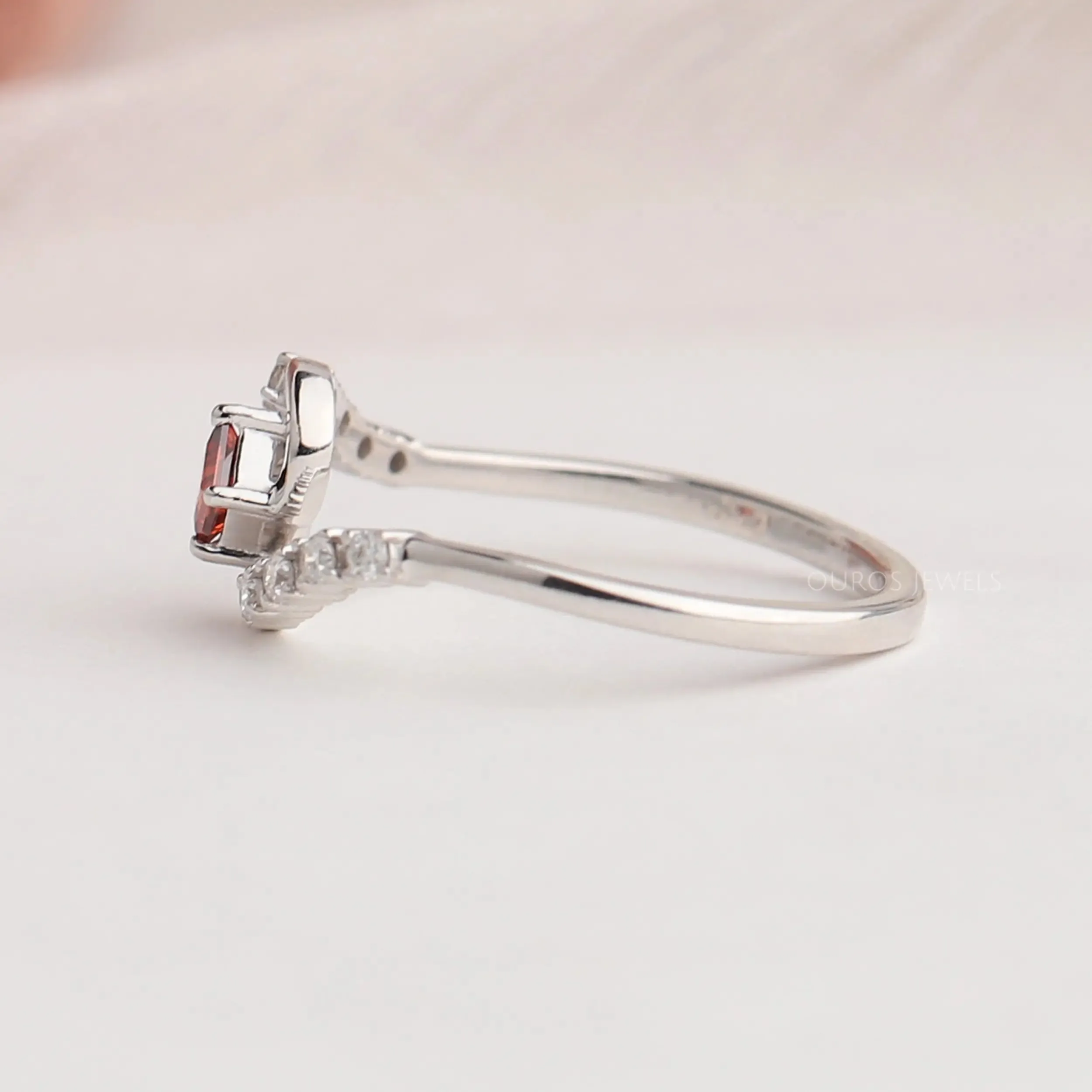 Princess Cut Red Lab Grown Diamond Wedding Ring