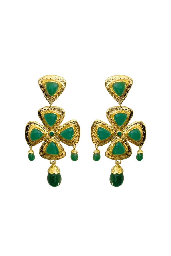 Rafaela Earrings Green Aventurine & Green Onyx