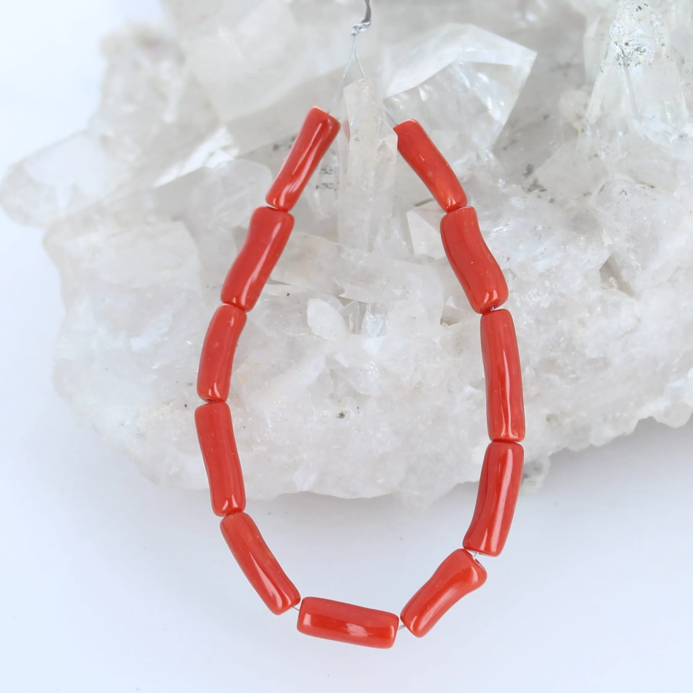 RED ITALIAN CORAL Branch Beads 4x12-14mm