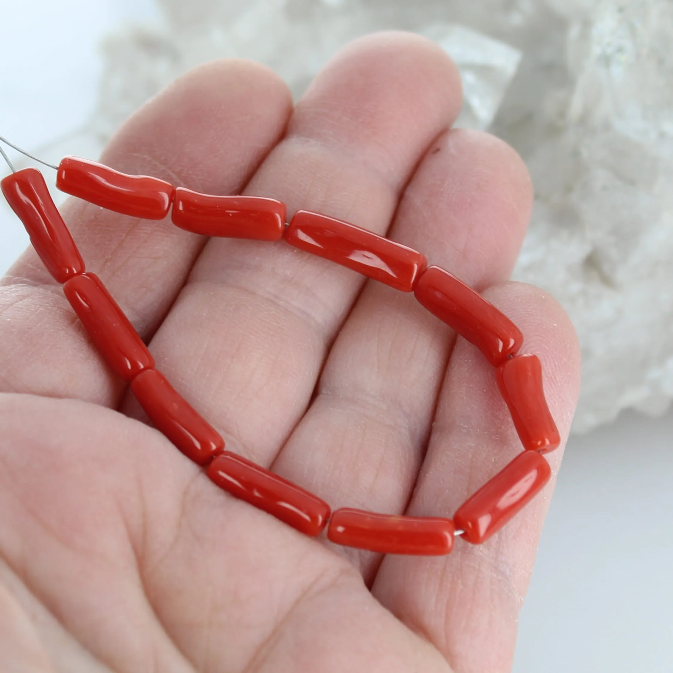 RED ITALIAN CORAL Branch Beads 4x12-14mm