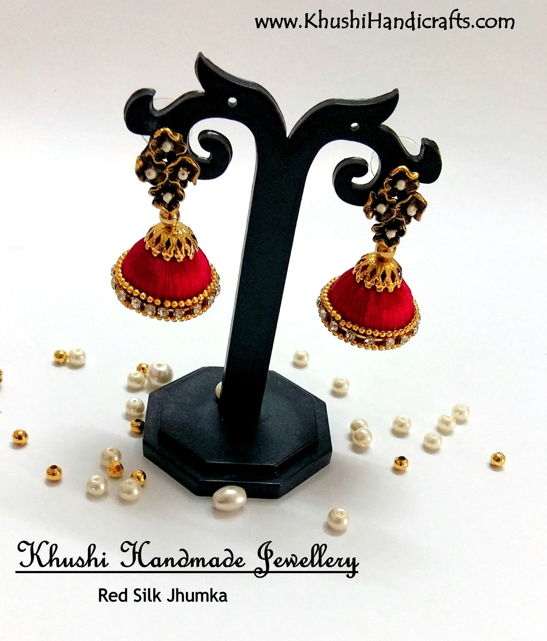 Red Silk Jhumkas