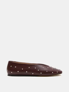 Regency Slipper / Oxblood Crystal Studded Leather