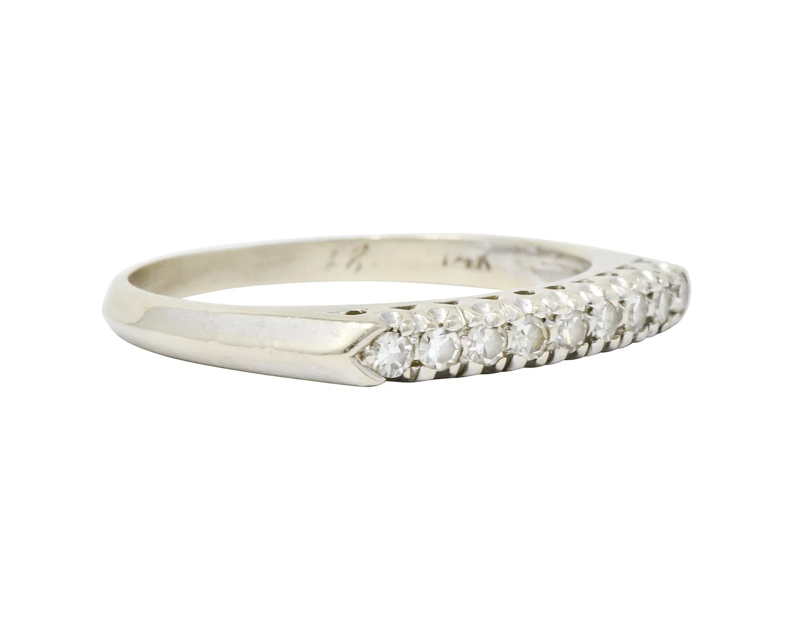 Retro 0.25 CTW Diamond 14 Karat White Gold Fishtail Stacking Band Ring