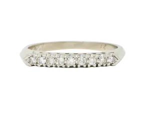 Retro 0.25 CTW Diamond 14 Karat White Gold Fishtail Stacking Band Ring