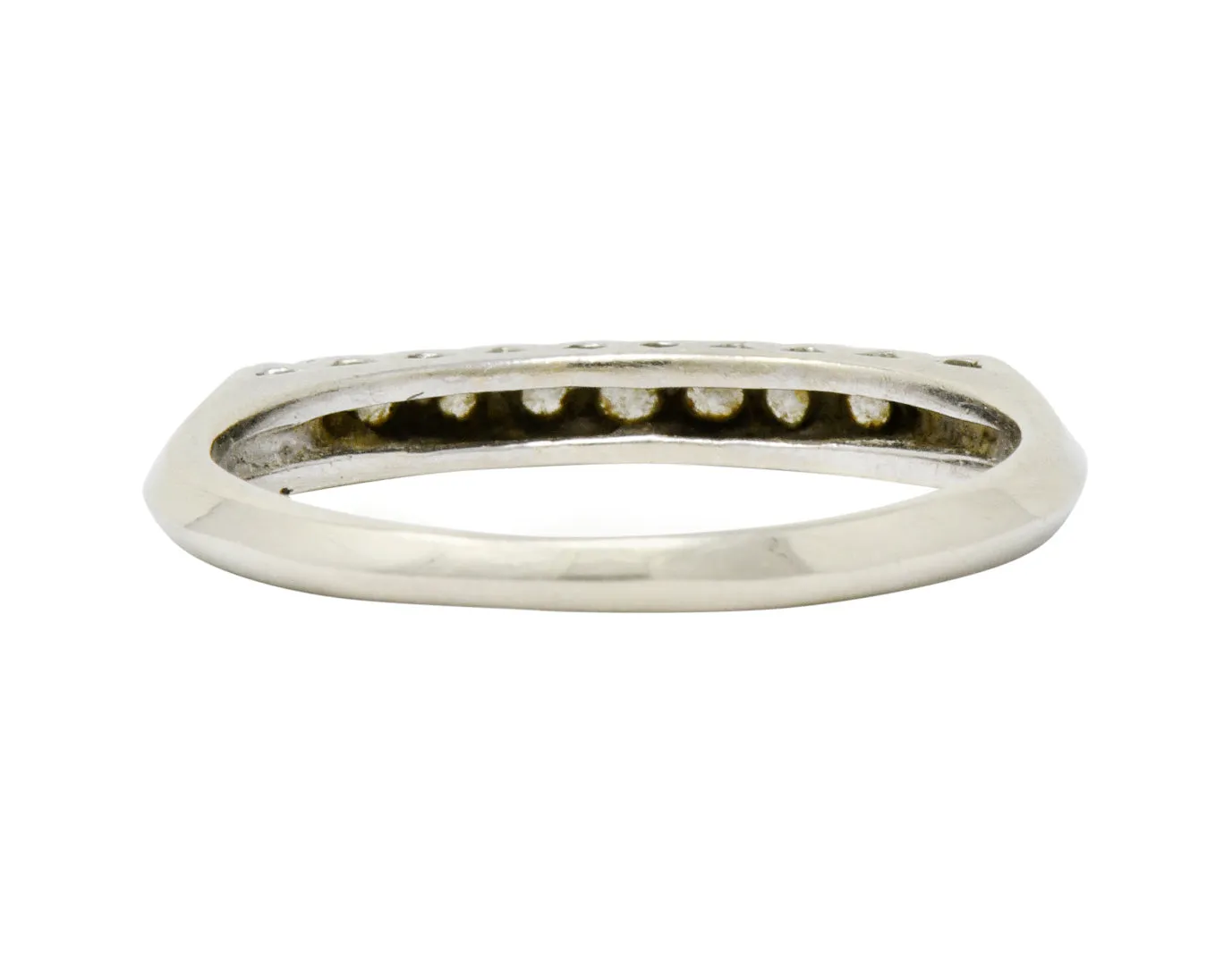 Retro 0.25 CTW Diamond 14 Karat White Gold Fishtail Stacking Band Ring