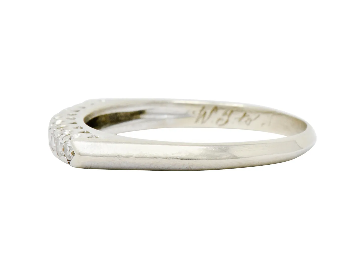 Retro 0.25 CTW Diamond 14 Karat White Gold Fishtail Stacking Band Ring