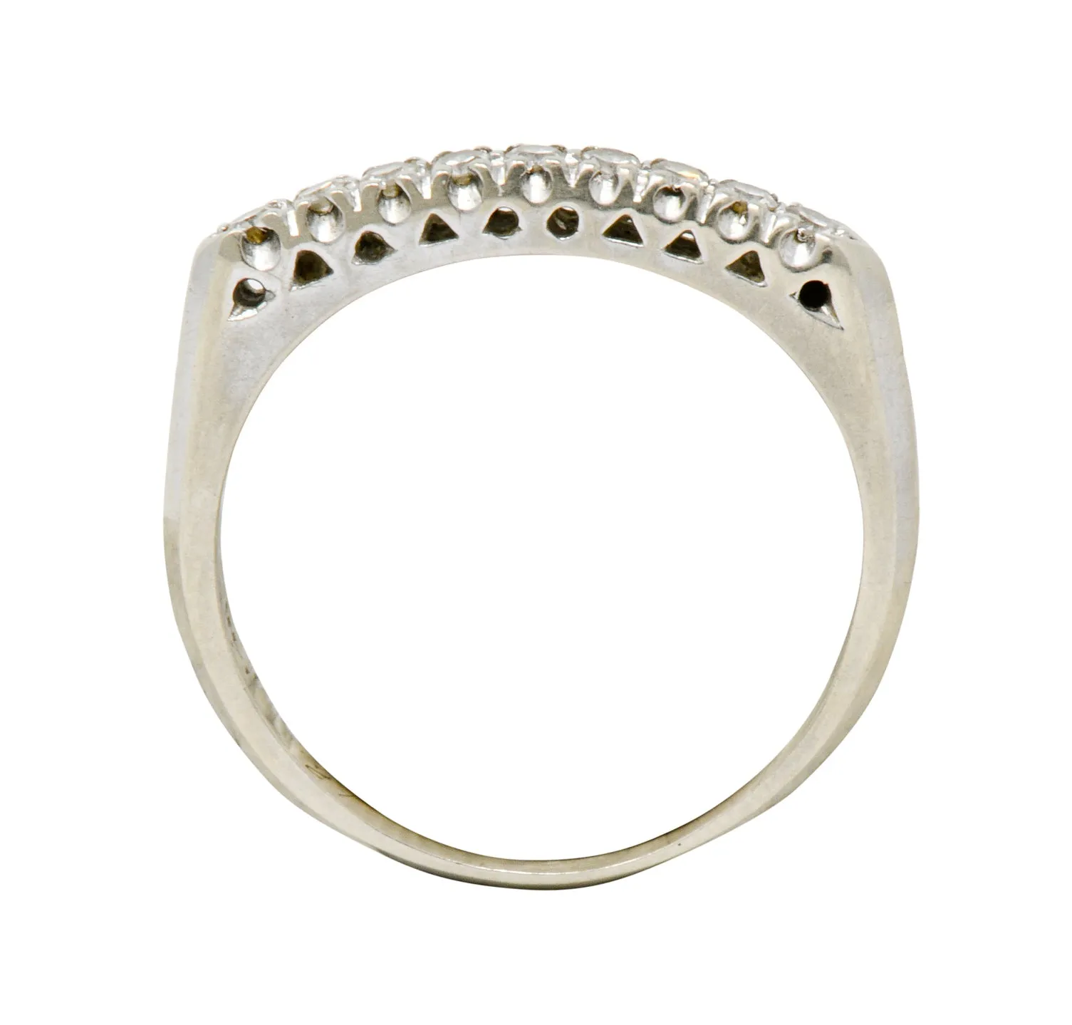 Retro 0.25 CTW Diamond 14 Karat White Gold Fishtail Stacking Band Ring