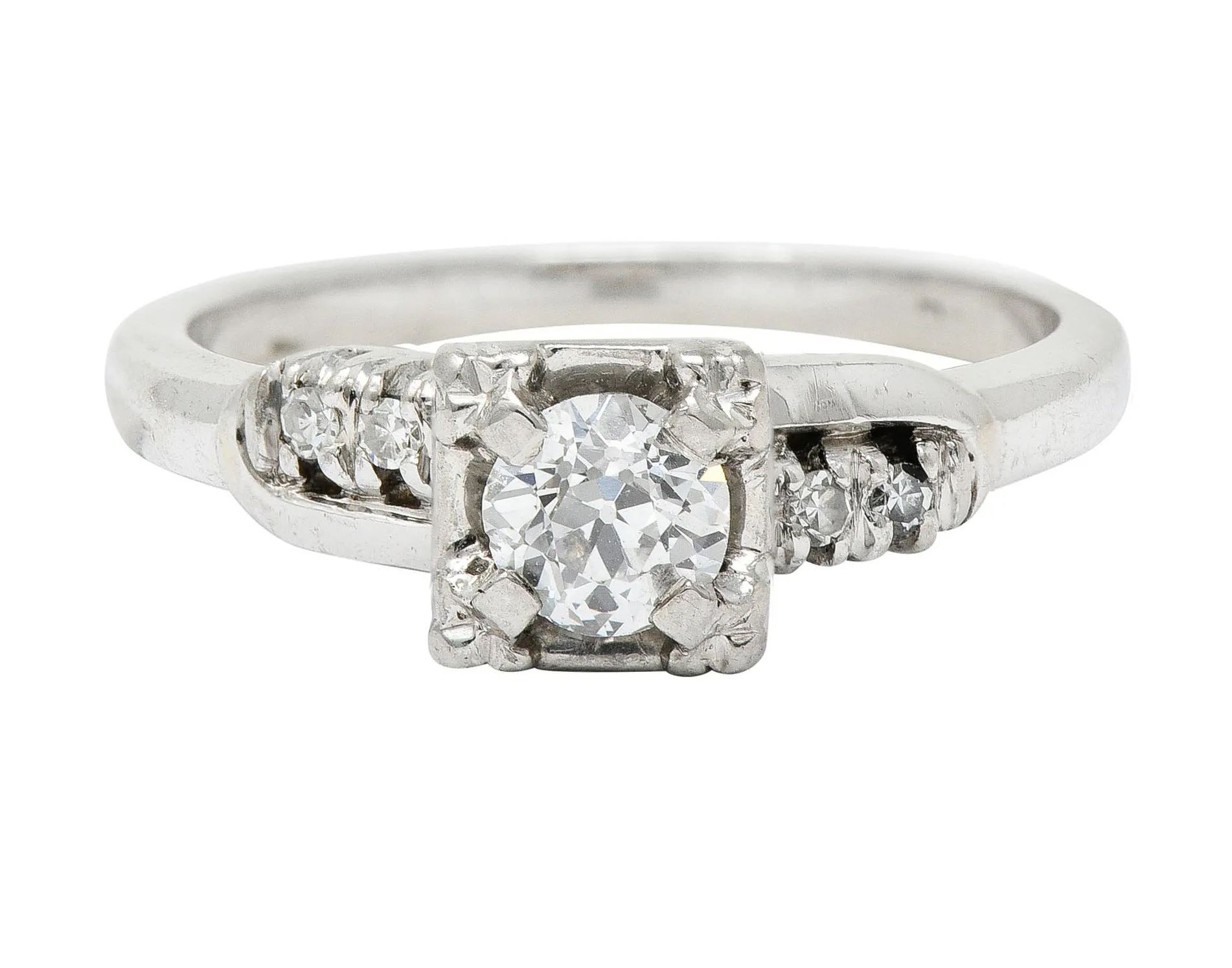 Retro 0.40 CTW Diamond 14 Karat White Gold Engagement Ring