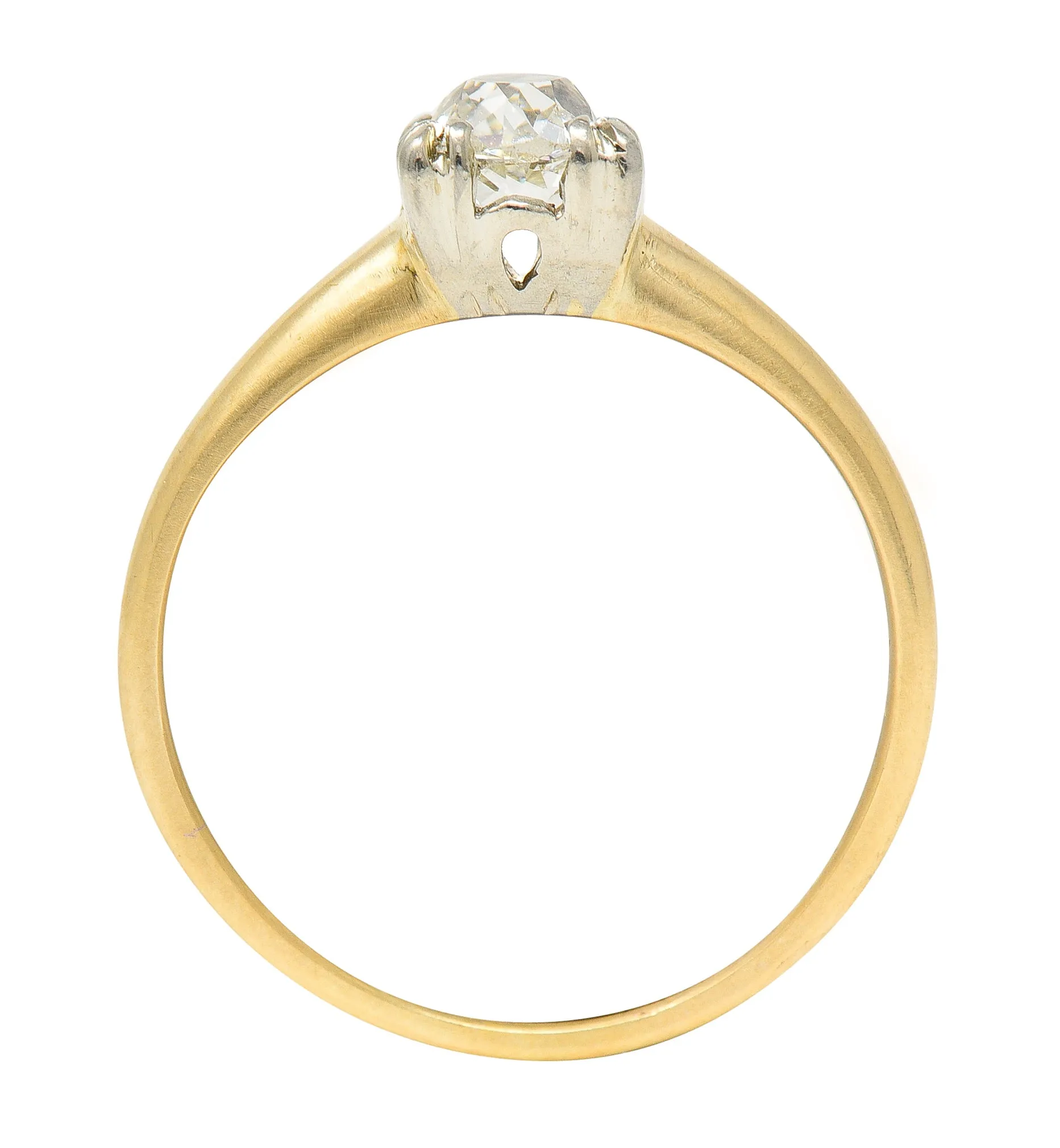 Retro 0.50 CTW Old Mine Diamond 14 Karat Two-Tone Gold Vintage Solitaire Engagement Ring