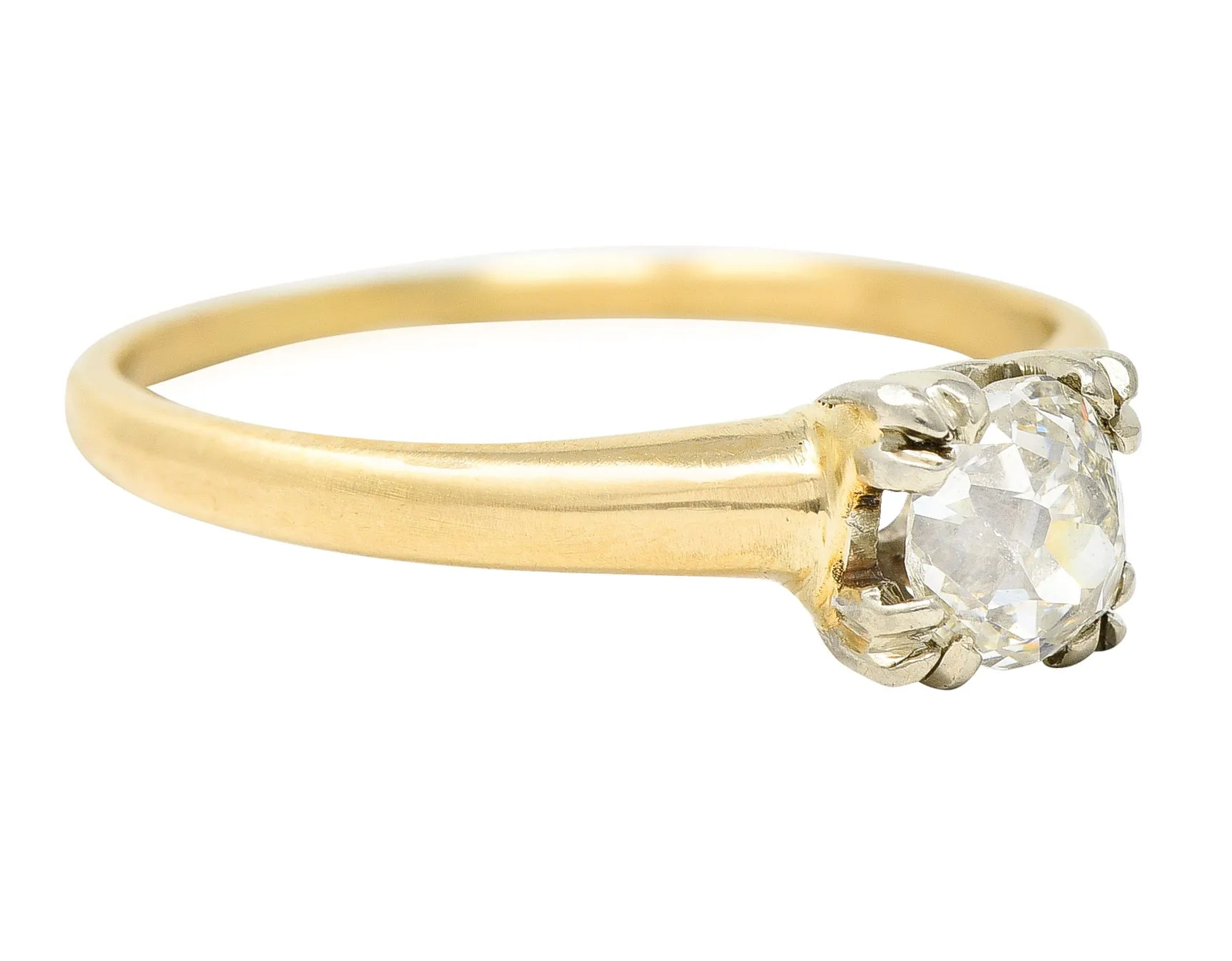 Retro 0.50 CTW Old Mine Diamond 14 Karat Two-Tone Gold Vintage Solitaire Engagement Ring