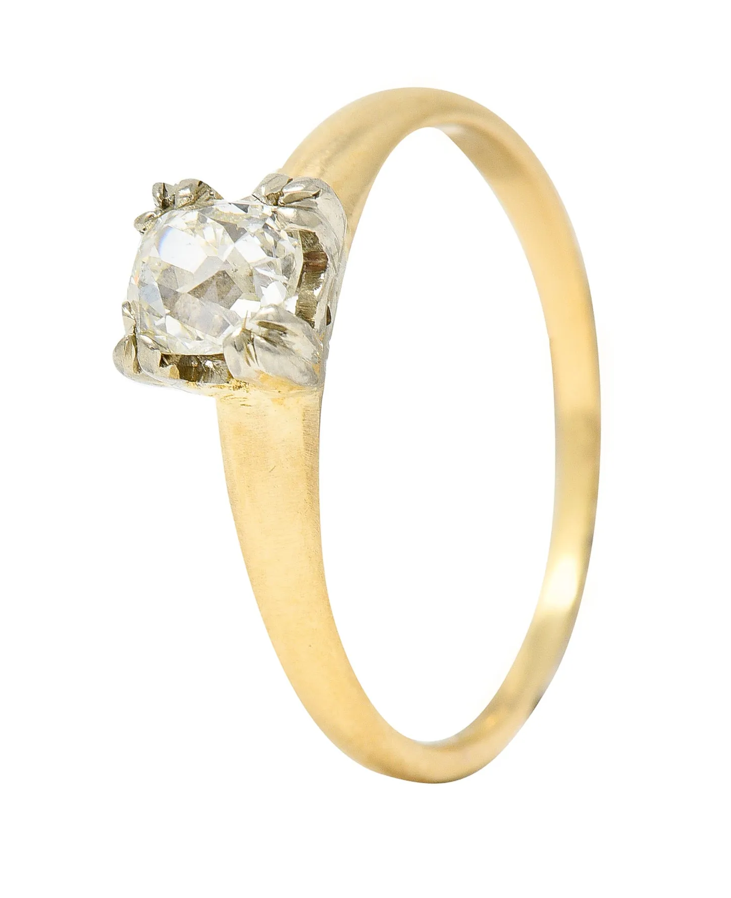 Retro 0.50 CTW Old Mine Diamond 14 Karat Two-Tone Gold Vintage Solitaire Engagement Ring