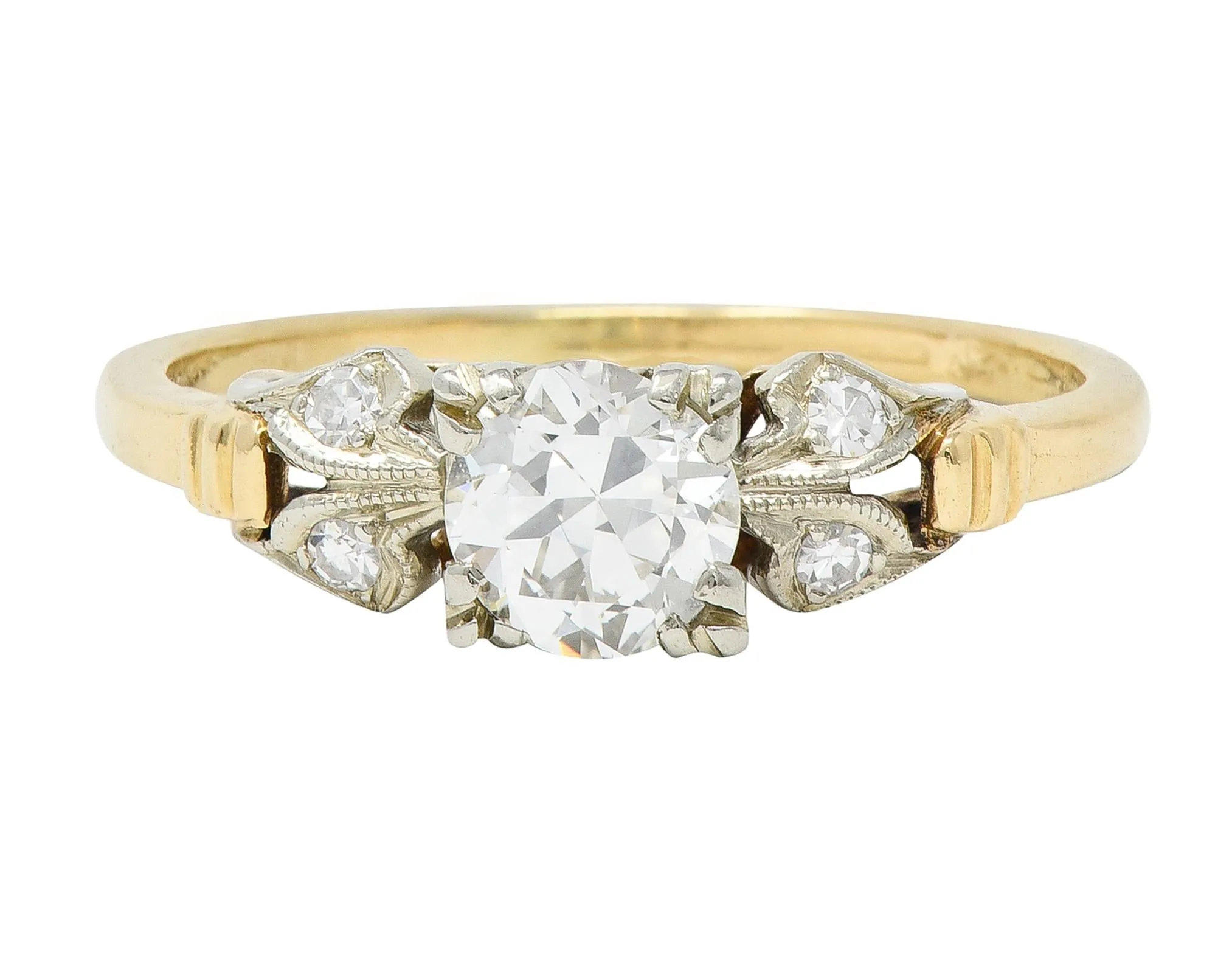 Retro 0.52 CTW Old European Cut Diamond 14 Karat Two-Tone Gold Vintage Engagement Ring