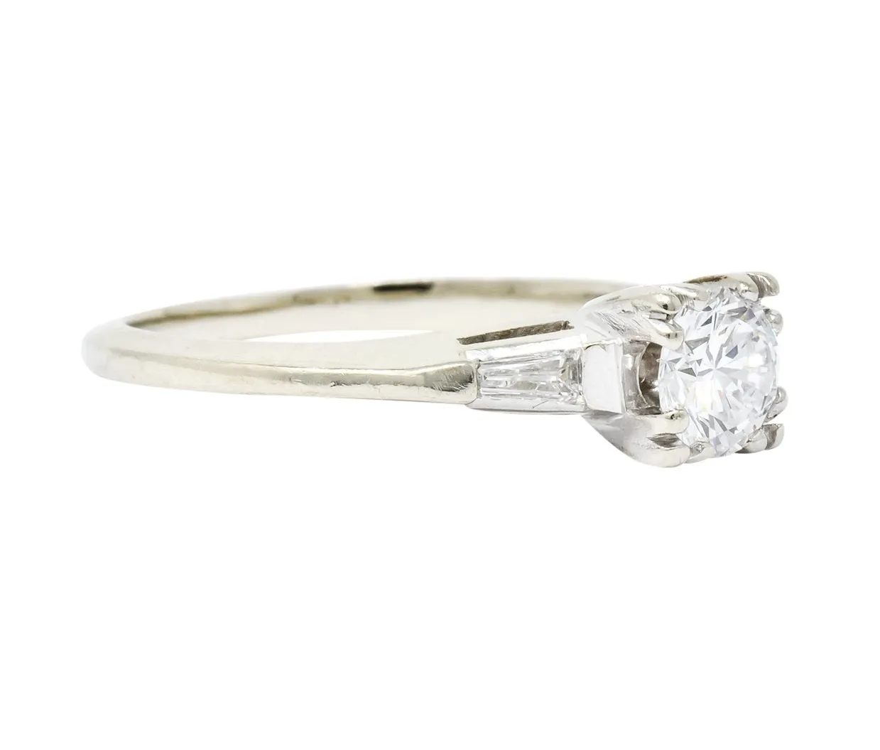 Retro 0.55 CTW Diamond 14 Karat White Gold Engagement Ring