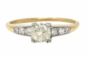 Retro 0.70 CTW Diamond Platinum 14 Karat Gold Vintage Engagement Ring