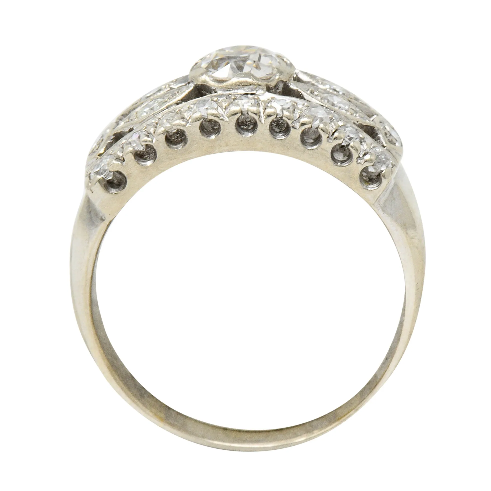 Retro 1.00 CTW 14 Karat White Gold Eyelet Band Ring