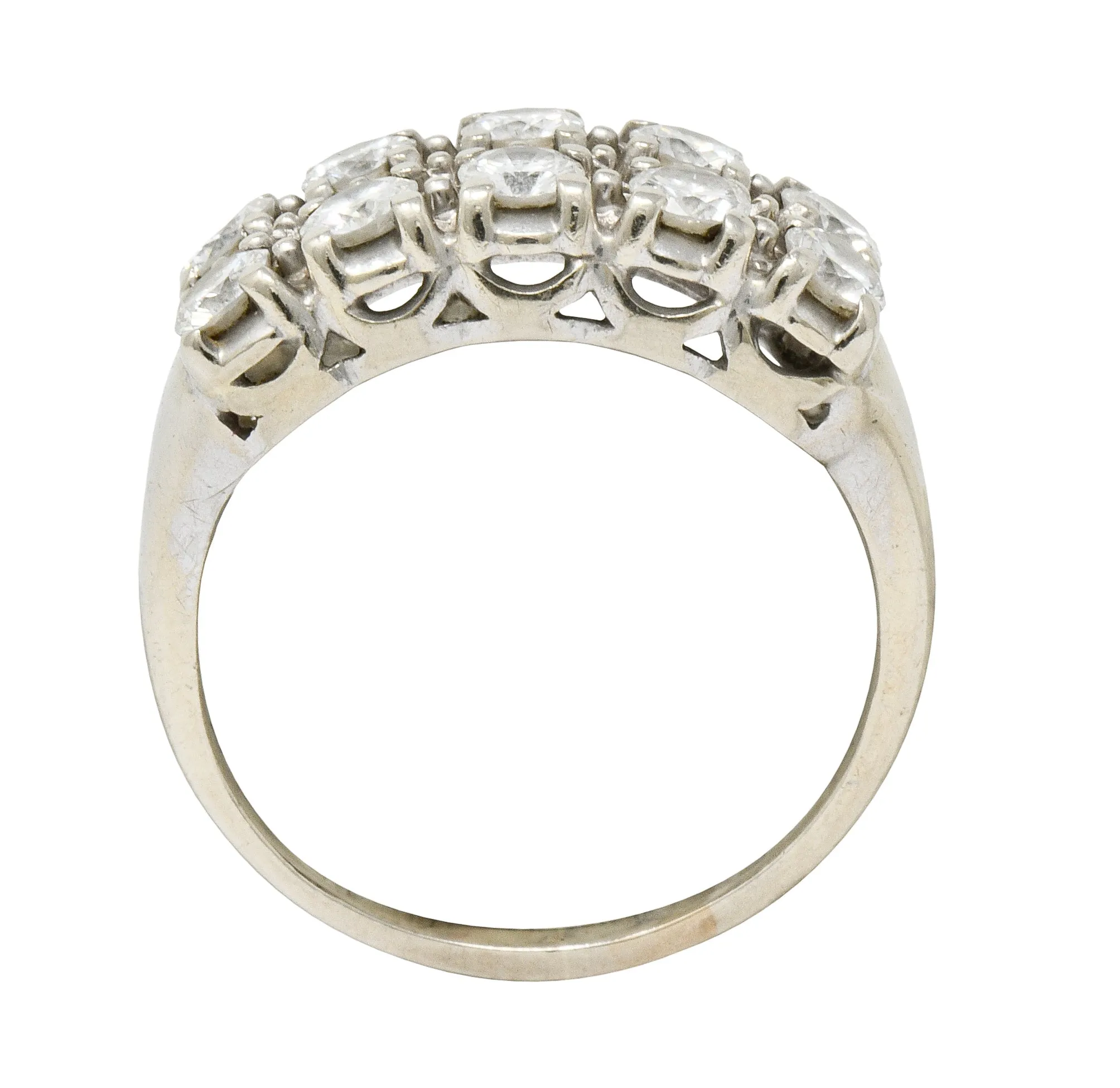 Retro 1.00 CTW Diamond 14 Karat Gold Double Row Band Ring