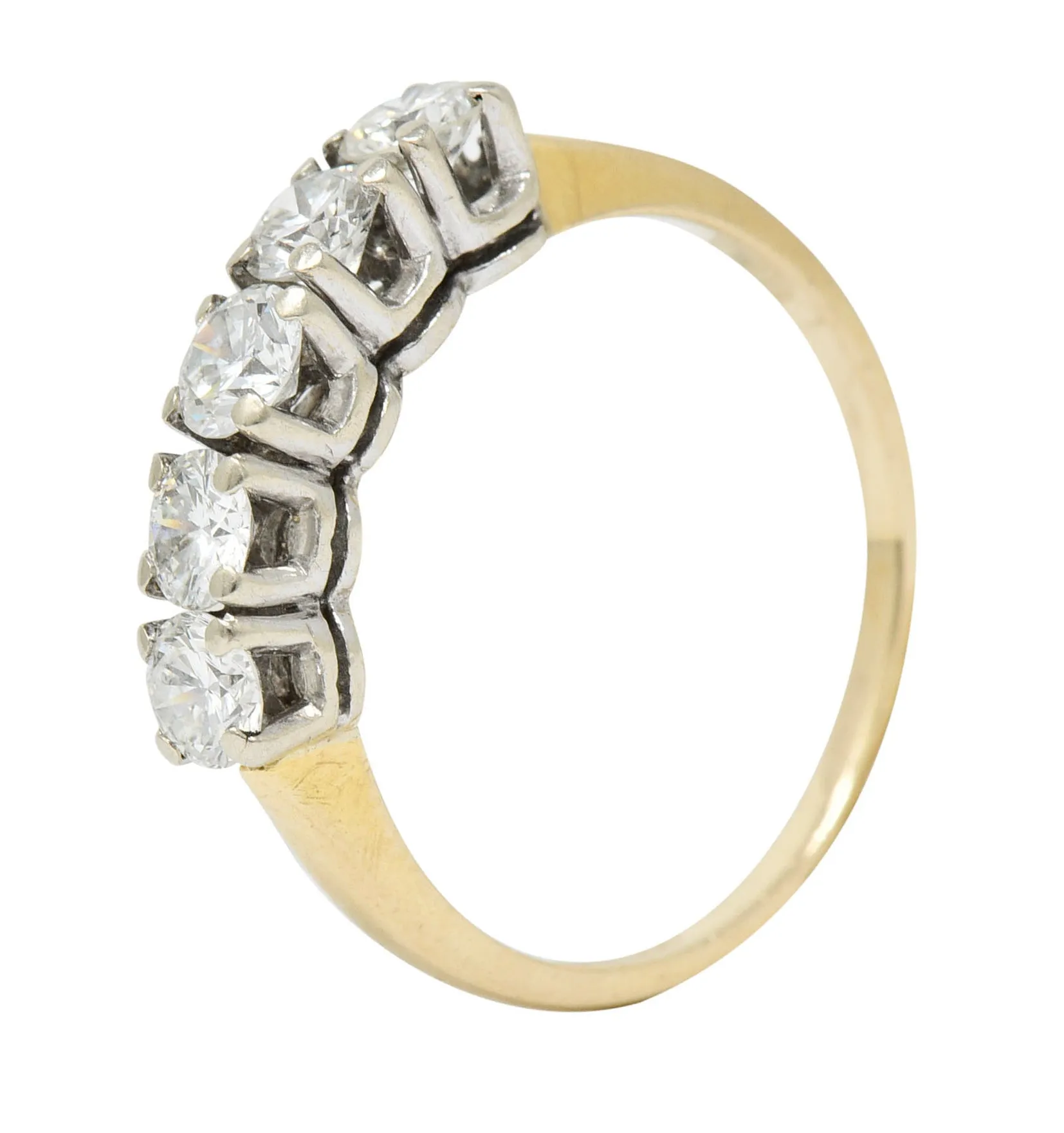 Retro 1.00 CTW Diamond 14 Karat Two-Tone Gold Stacking Band Ring