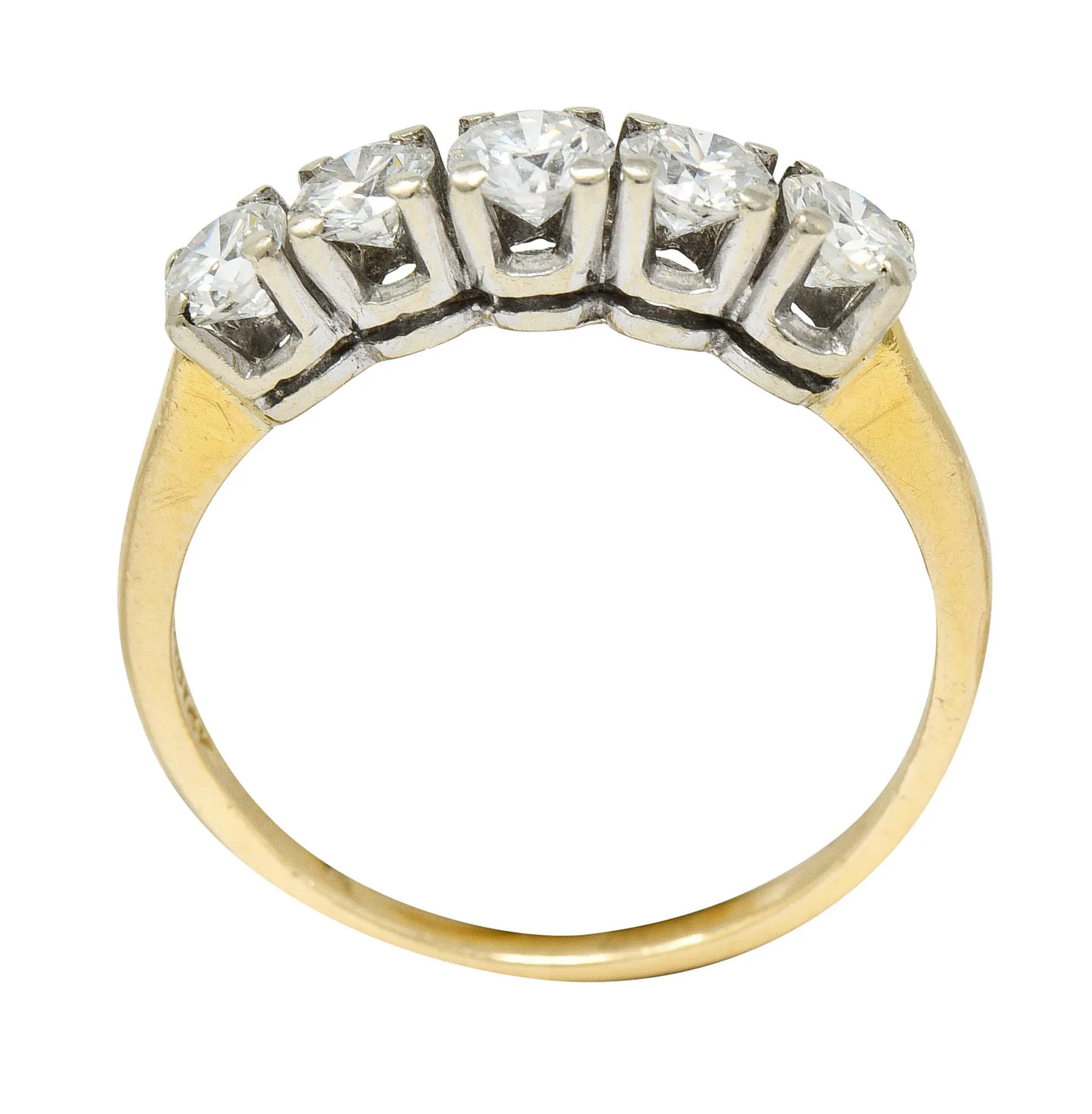 Retro 1.00 CTW Diamond 14 Karat Two-Tone Gold Stacking Band Ring