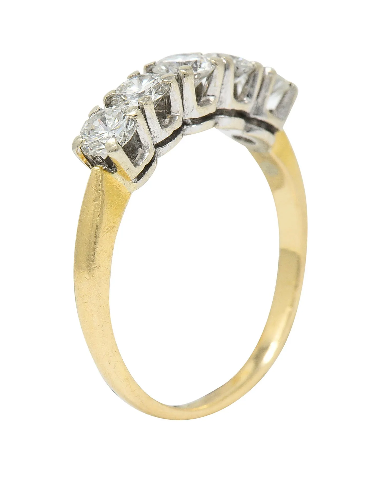 Retro 1.00 CTW Diamond 14 Karat Two-Tone Gold Stacking Band Ring