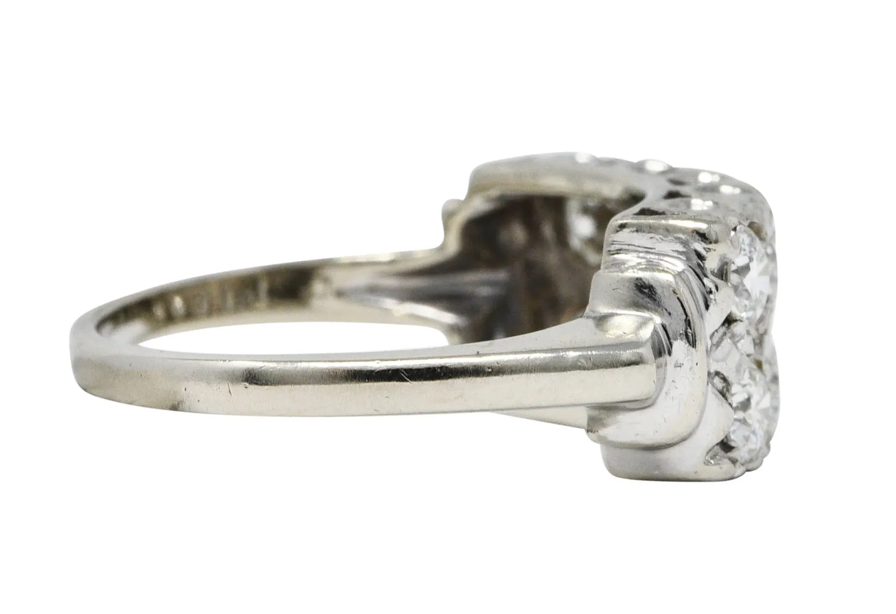 Retro 1.00 CTW Diamond 14 Karat White Gold Double Row Band Ring