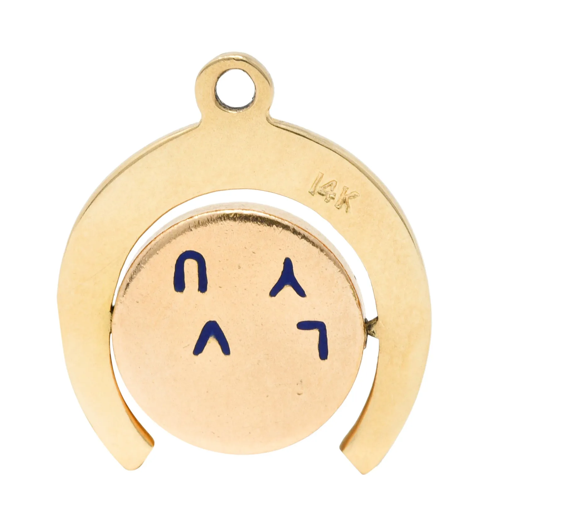 Retro 14 Karat Gold Thaumatrope I Love You Charm